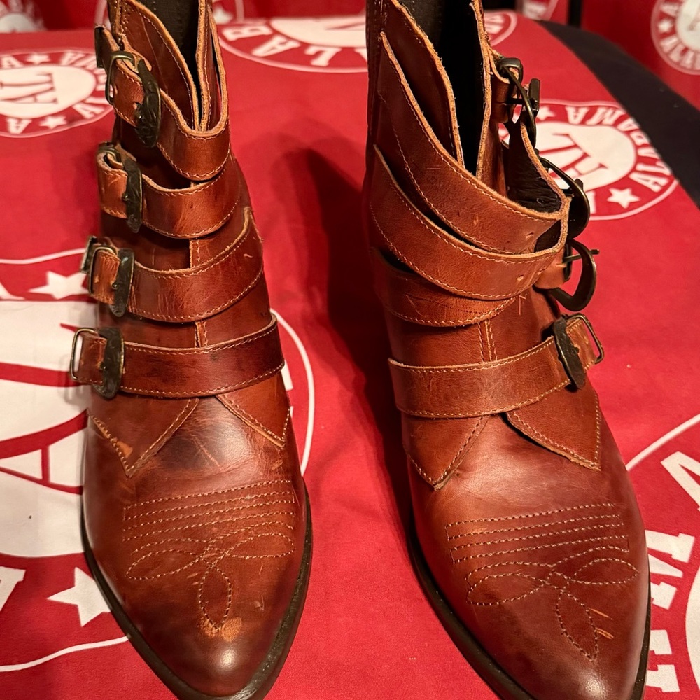 Women's Brown Leather Ankle Boots - Picture 2 of 6